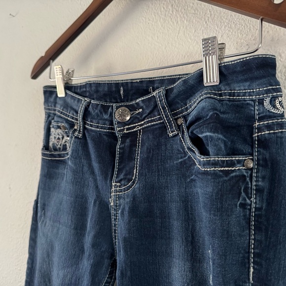 Denim Embroidered Bootcut Unique Paisley Sequin Flashy Sound Girl Size 9 Western - Picture 4 of 16
